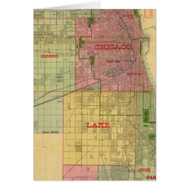 Cartão Mapa de Chicago e arredores de Blanchard (Frente)