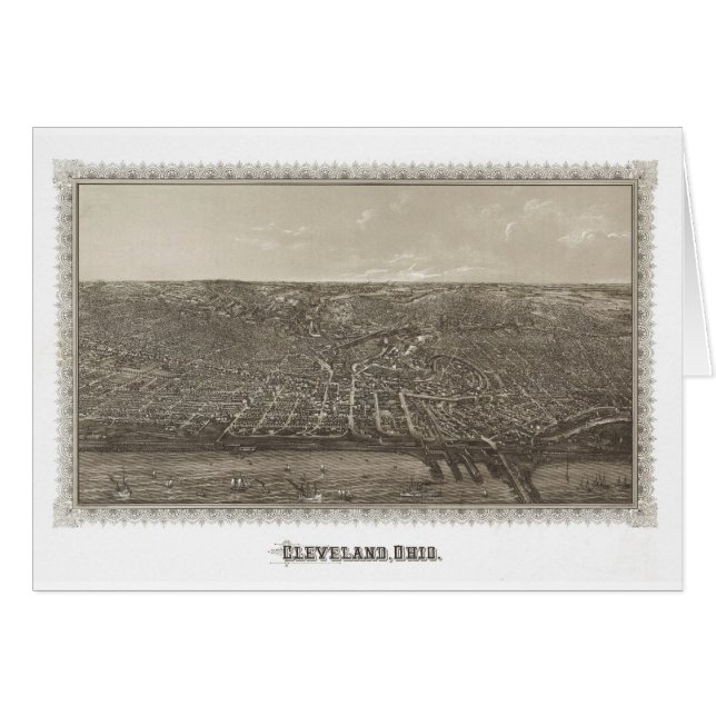Cartão Mapa de Cleveland, Ohio (Frente Horizontal)