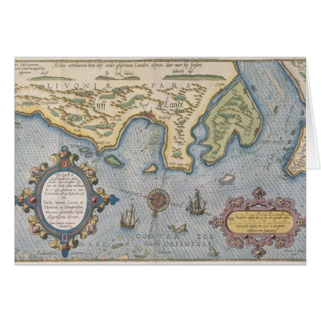 Cartão Mapa de comércio do Dutch do mar Báltico (Frente Horizontal)