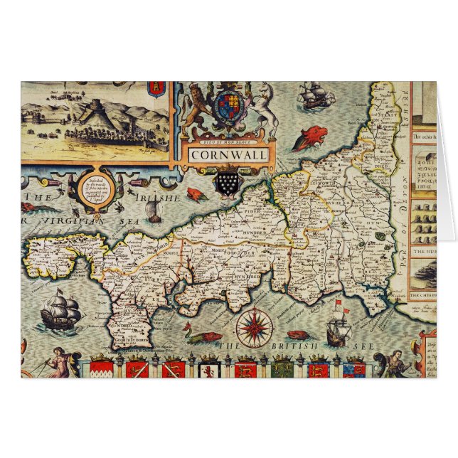 Cartão Mapa de Cornualha (Frente Horizontal)