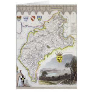 Cartão Mapa de Cumberland, 'do inglês de Moule