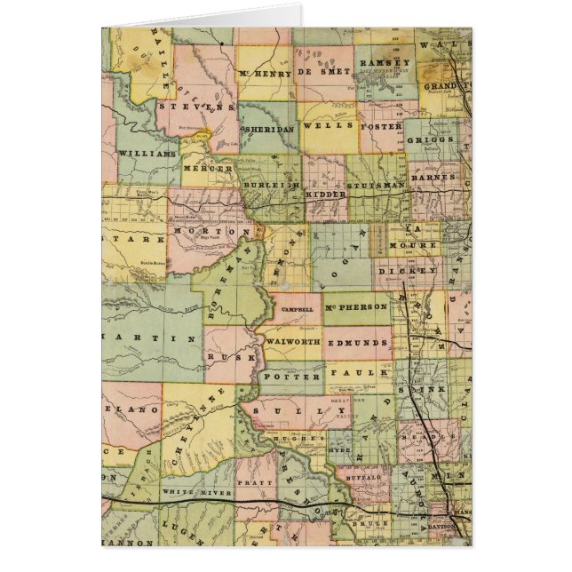 Cartão Mapa de Dakota (Frente)