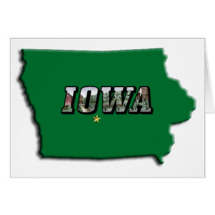 Cartão Mapa de Estado de Iowa e Texto de Imagem