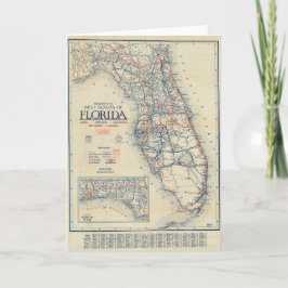 Cartão Mapa de estradas de Florida do vintage