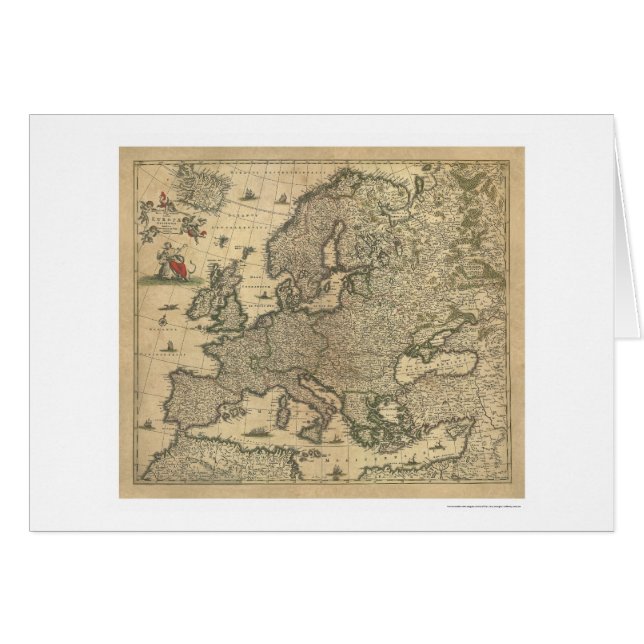 Cartão Mapa de Europa por Frederico de Sagacidade 1700 (Frente Horizontal)