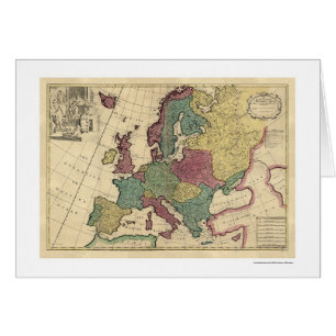 Cartão Mapa de Europa por Senex 1725