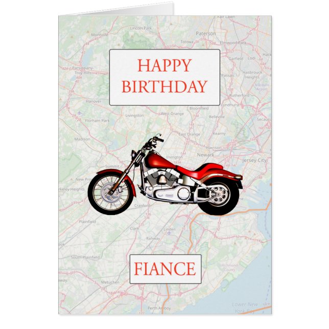 Cartão Mapa de Fiance e Aniversário de Motocicleta (Frente)