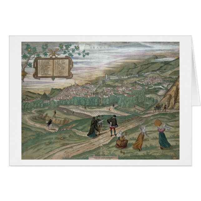 Cartão Mapa de Granada, de "Civitates Orbis Terrarum", V (Frente Horizontal)