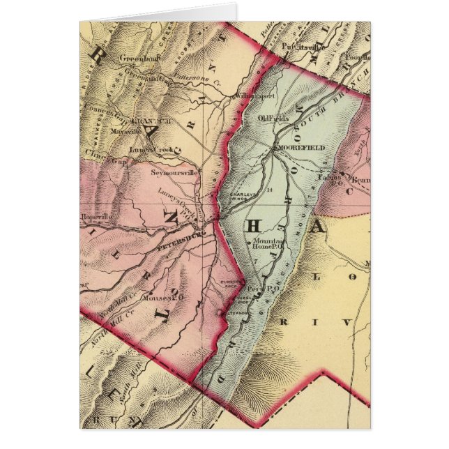 Cartão Mapa de Grant, condados de Hardy (Frente)