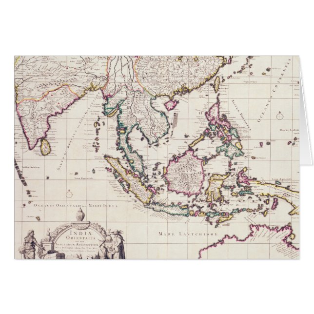 Cartão Mapa de India & das Índias do leste (Frente Horizontal)