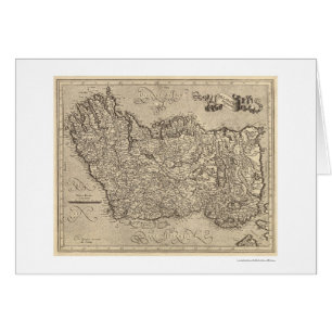Cartão Mapa de Ireland antigo por Mercator 1580