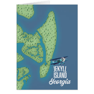 Cartão Mapa de Jekyll Island Georgia USA