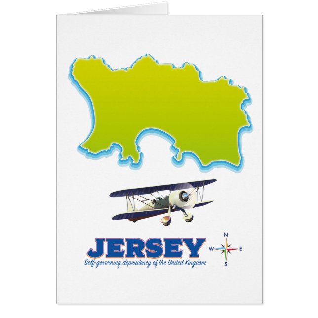 Cartão Mapa de Jersey. (Frente)