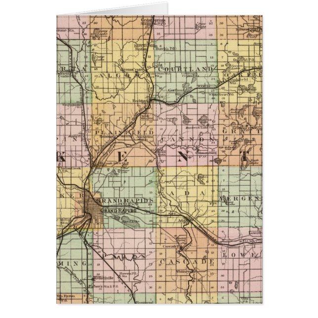 Cartão Mapa de Kent County, Michigan (Frente)