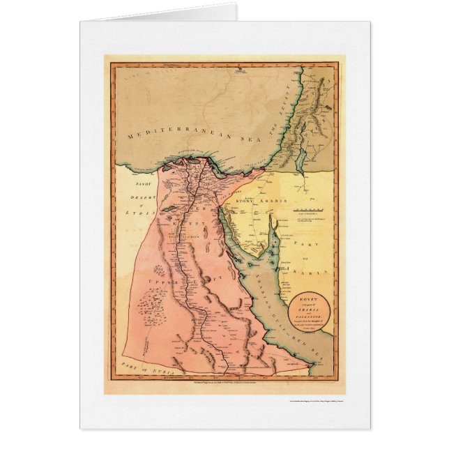 Cartão Mapa de Médio Oriente Egipto - 1800 (Frente)