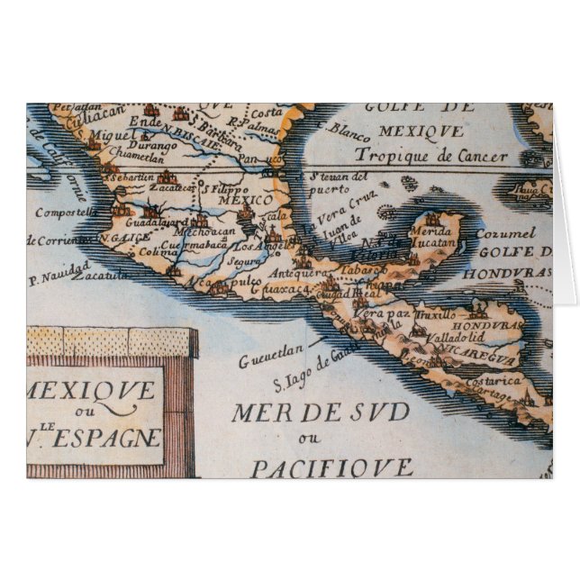 Cartão Mapa de México ou da espanha nova | 1625 (Frente Horizontal)