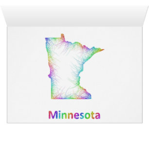Cartão Mapa de Minnesota do arco-íris