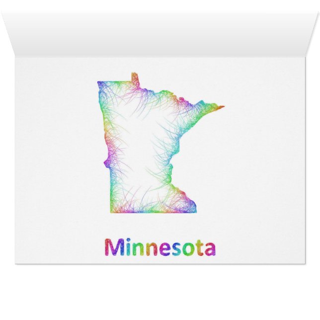 Cartão Mapa de Minnesota do arco-íris (Interior horizontal (base))