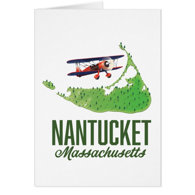 Cartão Mapa de Nantucket Massachusetts (Frente)