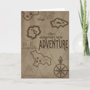 Cartão Mapa de Nova Aventura de Aposentadoria Parabéns