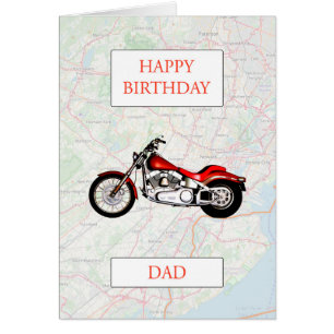 Cartão Mapa de pais e Aniversário de Motocicleta