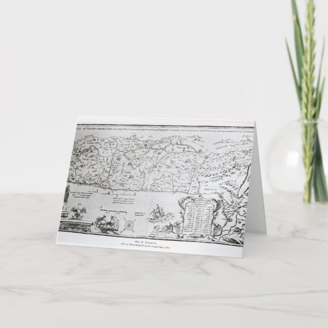 Cartão Mapa de Palestina, de um Hagadá do Passover (Frente)