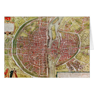 Cartão Mapa de Paris 'do terrarrum dos orbis de Civitates