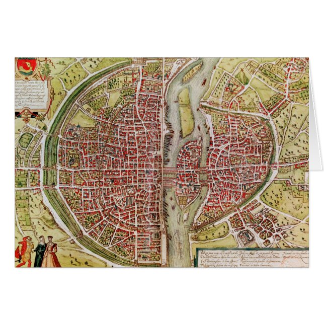 Cartão Mapa de Paris 'do terrarrum dos orbis de Civitates (Frente Horizontal)