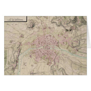 Cartão Mapa de Paris e do seu cerco