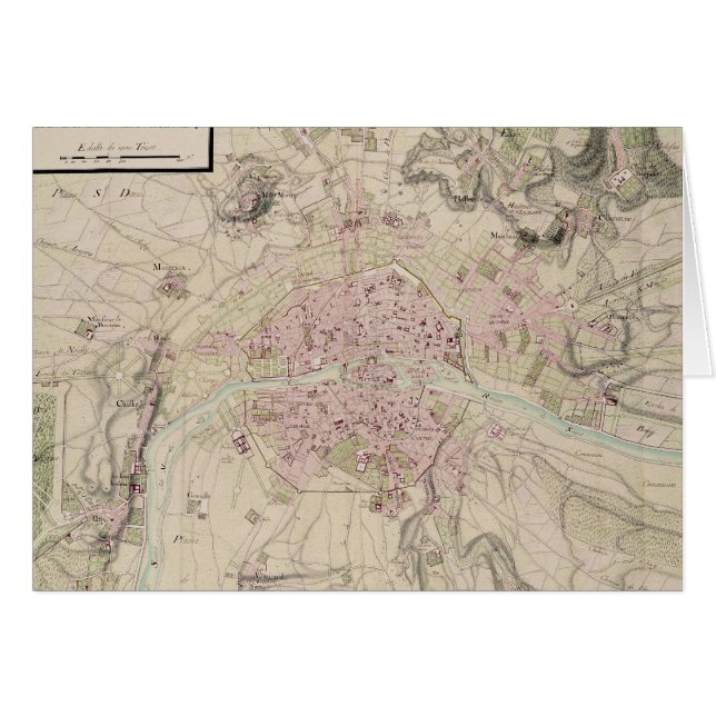 Cartão Mapa de Paris e do seu cerco (Frente Horizontal)