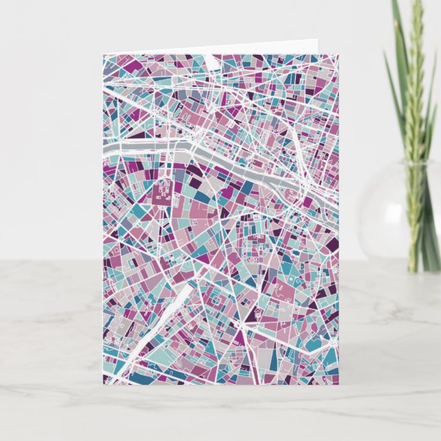 Cartão Mapa de Paris France (Frente)