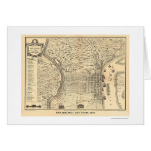 Cartão Mapa de Philadelphfia como era em 1776 por Varte
