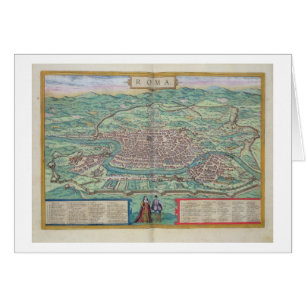 Cartão Mapa de Roma, de "Civitates Orbis Terrarum" pelo
