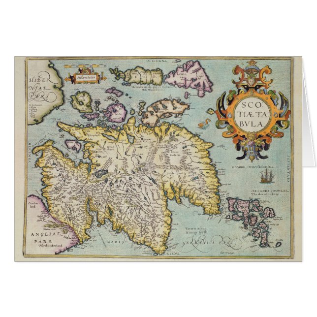 Cartão Mapa de Scotland | Miliaria Scotia (Frente Horizontal)