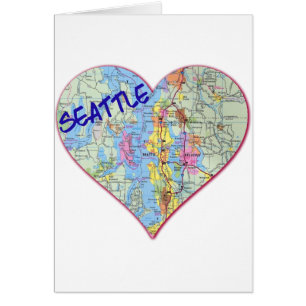 Cartão Mapa de Seattle Coração
