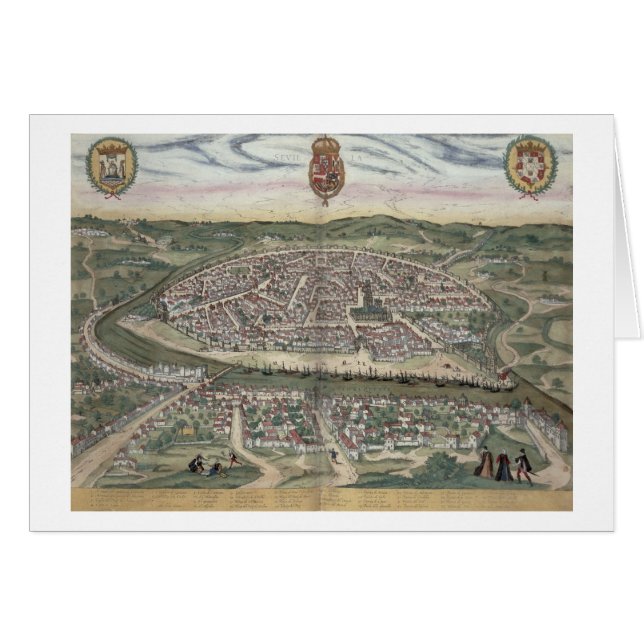 Cartão Mapa de Sevilha, de "Civitates Orbis Terrarum" (Frente Horizontal)
