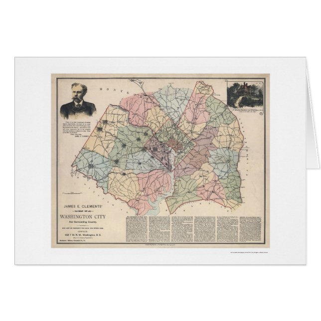 Cartão Mapa de subúrbios do Washington DC por Clements (Frente Horizontal)