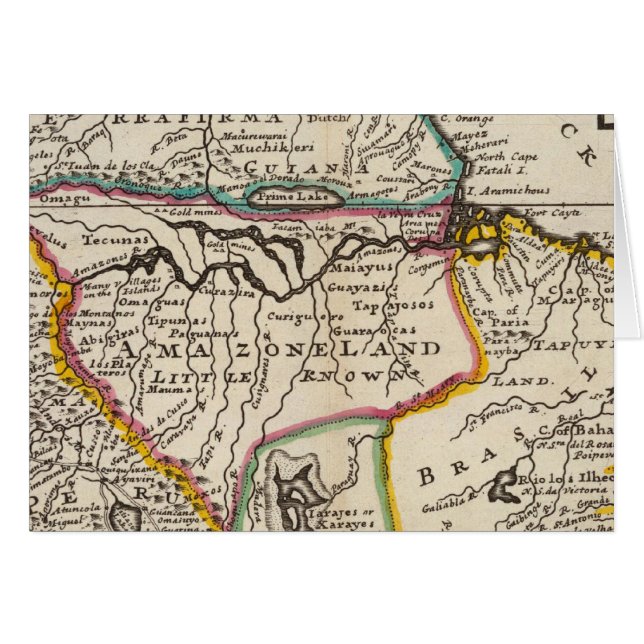 Cartão Mapa de Terra Firma, Peru, Terra da Amazônia, Bras (Frente Horizontal)