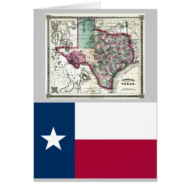Cartão Mapa de Texas e bandeira do estado (Frente)