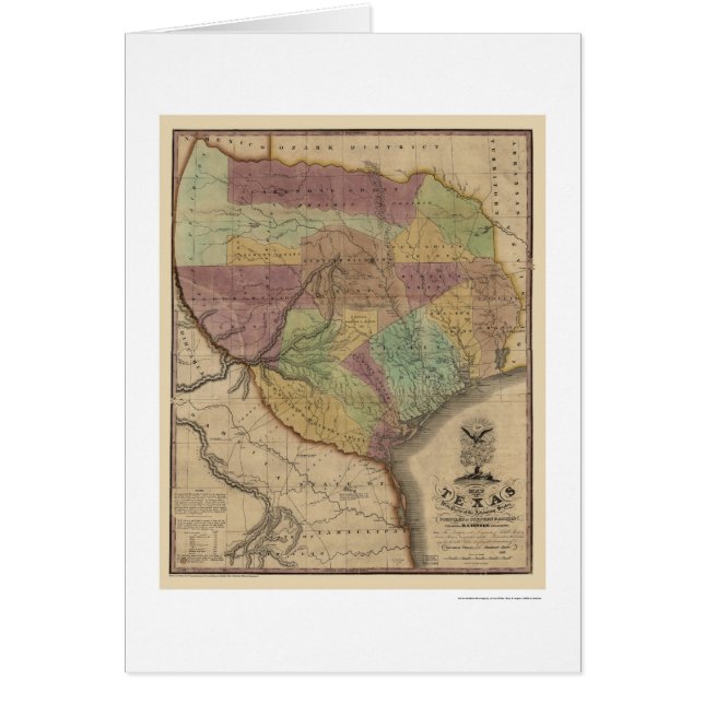 Cartão Mapa de Texas por Stephen Austin 1837 (Frente)