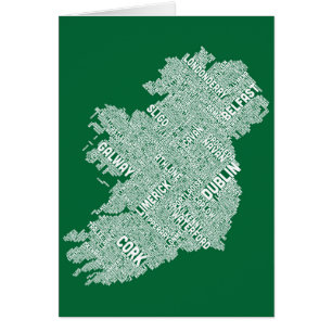 Cartão Mapa de texto da cidade de Ireland Eire