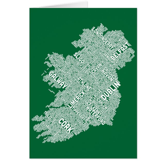 Cartão Mapa de texto da cidade de Ireland Eire (Frente)