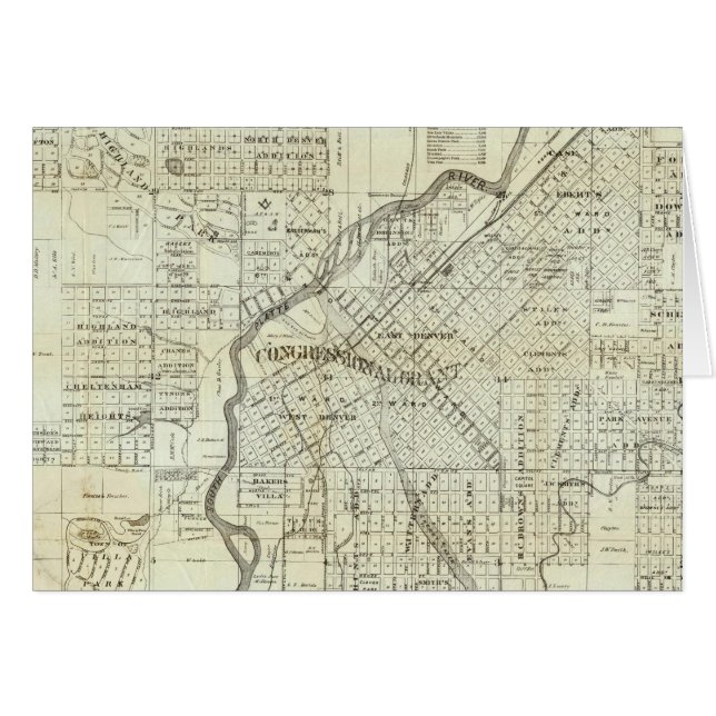 Cartão Mapa de Thayer de Denver Colorado (Frente Horizontal)