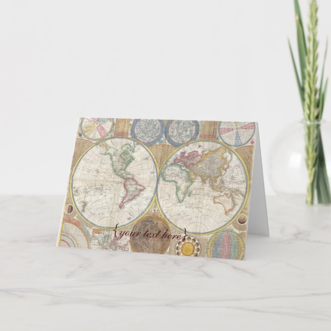 Cartão Mapa de Velho Mundo histórico, 1794 - vazio (Frente)