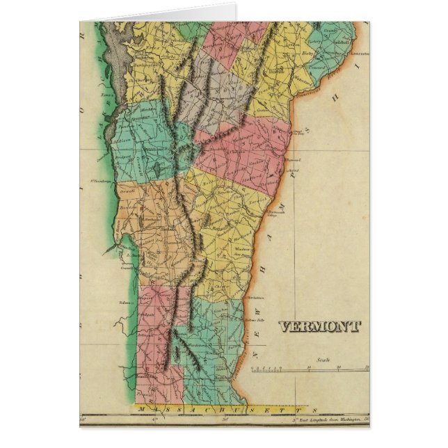 Cartão Mapa De Vermont (Frente)
