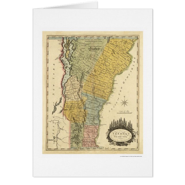 Cartão Mapa de Vermont por Carey 1814 (Frente)