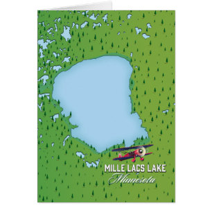 Cartão mapa de viagem de Mille Lacs Lake Minnesota.
