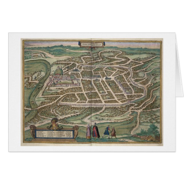 Cartão Mapa de Vilnius, Lithuania, 'de Civitates Orbis T (Frente Horizontal)