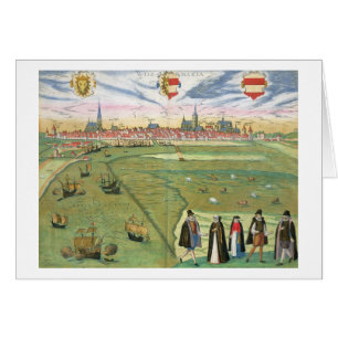 Cartão Mapa de Wilnis, de "Civitates Orbis Terrarum"