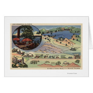 Cartão Mapa detalhado do LA ao lago